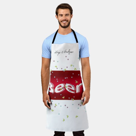 Bier helemaal over afdruk Apron Houd het handig Schort (Gedragen)