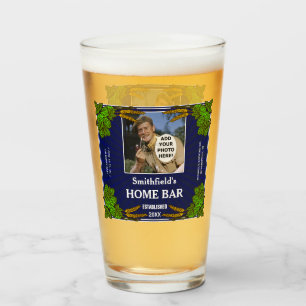 Bier Home Bar hop Barley Aangepaste foto Naam Blau Glas