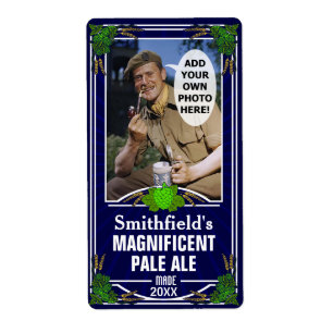 Bier Hops Custom Foto Blauw Homebrewing Bottle Etiket