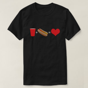 bier + hotdogs = liefde t-shirt