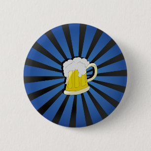 Bier in blauw ronde button 5,7 cm