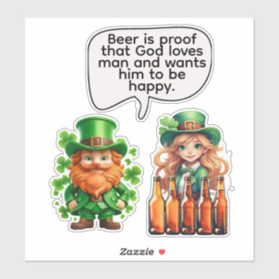 Bier is het bewijs dat God van de mens houdt Sticker