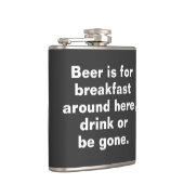 Bier is hier voor ontbijt, drink of ga. heupfles (Rechts)