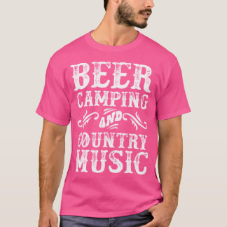 Bier kamperen en country muziek nieuwigheid t-shirt