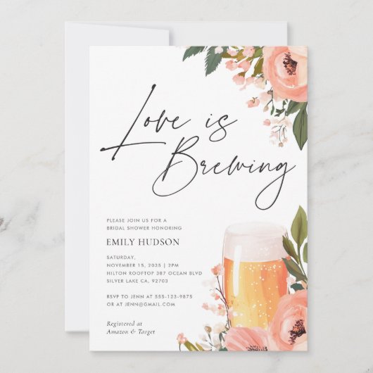 Bier Liefde is Brouwen Bruids Douche Uitnodiging (Voorkant)