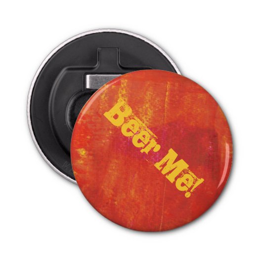 Bier me. Red Grunge Abstract kunstwerk Button Flesopener (Voorkant)