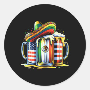 Bier Mexicaanse Vlag van de Vlag van de Vlag van d Ronde Sticker