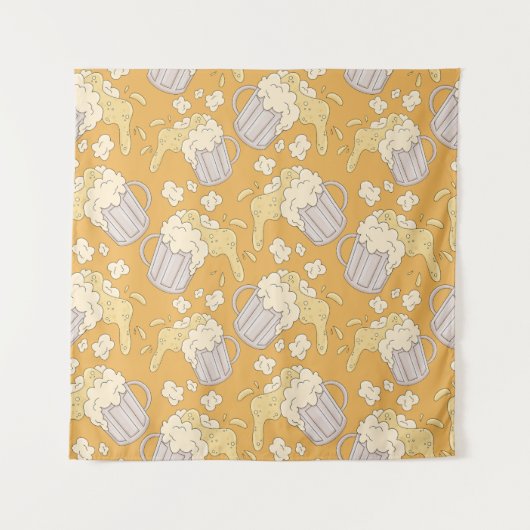 Bier Mok Cartoon:  naadloos. Wandkleed (Voorkant)