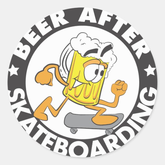 Bier na skateboarden Sticker (Voorkant)