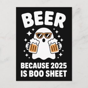 Bier Omdat 2025 Boo Blad Grappig Halloween Briefkaart