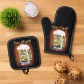Bier op de klok! ovenwant & pannenlap set (Top down)