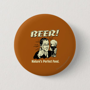 Bier: Perfect food van de natuur Ronde Button 5,7 Cm