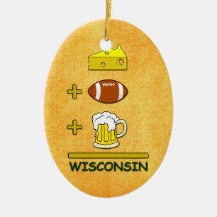 Bier plus Football plus kaas Gelijken Wisconsin Keramisch Ornament