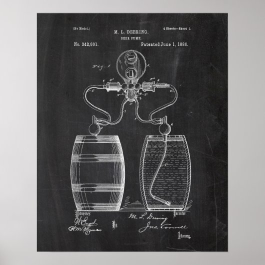 Bier Pomp Patent Poster (Voorkant)