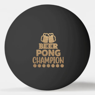 Bier Pong Kampioen Grappige Tekst Zwart Goud Pingpongballen