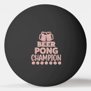 Bier Pong Kampioen Grappige Tekst Zwart Roze Glitt Pingpongballen