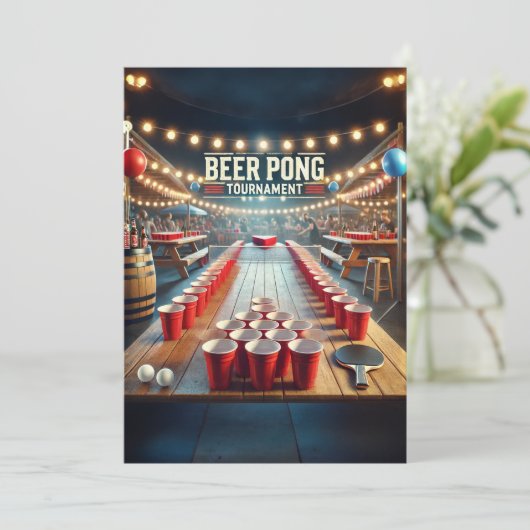 Bier Pong Toernooi (Party) Kaart (Staand voorkant)