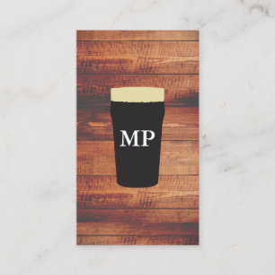 Bier Rustic Wood Square Element met Monogram Visitekaartje