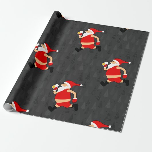 bier santa claus xmas cadeaupapier (Uitgerold)