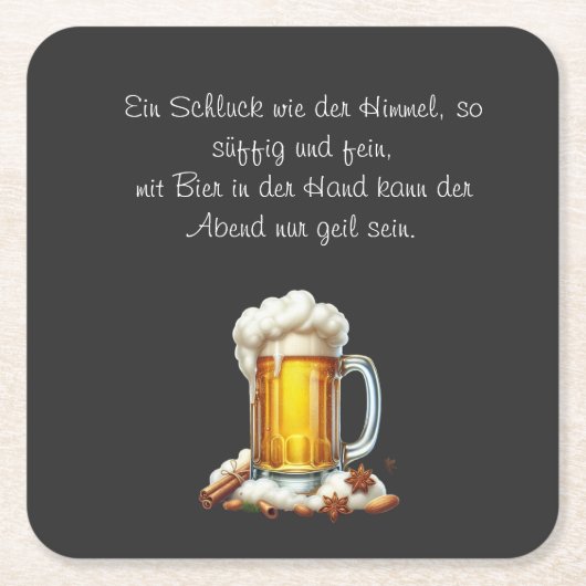 Bier so suffig  vierkante kartonnen onderzetter (Voorkant)