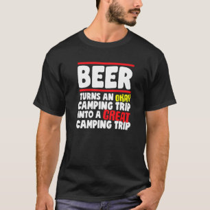 Bier verandert een goede kampeerreis in een grote  t-shirt