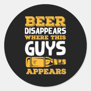 Bier verdwijnt waar deze jongens verschijnen ronde sticker