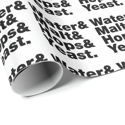 Bier = Water, mout, hop en gist. Cadeaupapier (Rol Hoek)