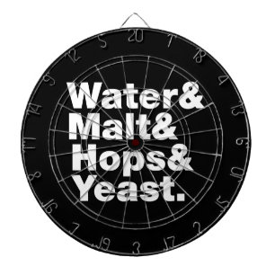Bier = Water, mout, hop en gist. Dartbord