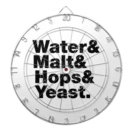 Bier = Water, mout, hop en gist. Dartbord (Voorkant)