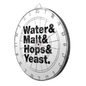 Bier = Water, mout, hop en gist. Dartbord (Voorkant Rechts)