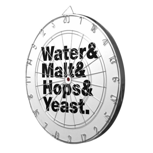Bier = Water, mout, hop en gist. Dartbord (Voorkant Rechts)
