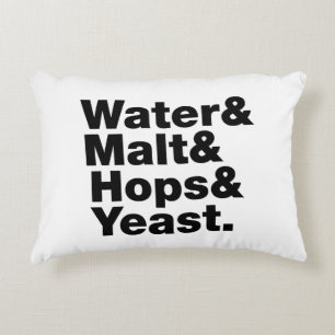 Bier = Water, mout, hop en gist. Decoratief Kussen
