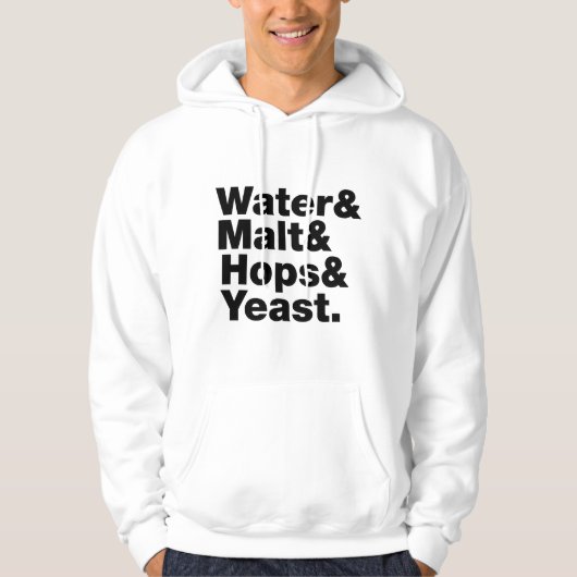Bier = Water, mout, hop en gist. Hoodie (Voorkant)