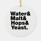 Bier = Water, mout, hop en gist. Keramisch Ornament (Voorkant)
