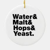 Bier = Water, mout, hop en gist. Keramisch Ornament (Achterkant)