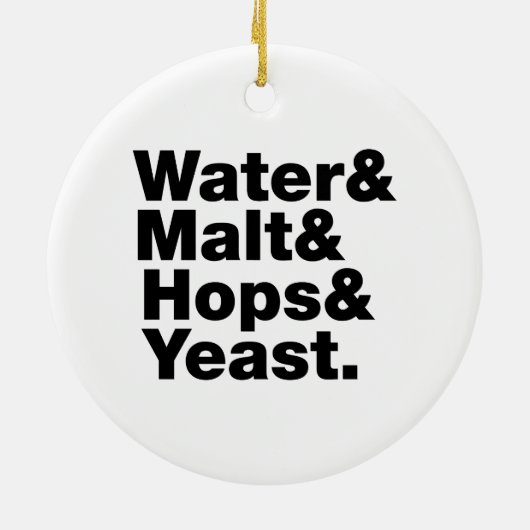 Bier = Water, mout, hop en gist. Keramisch Ornament (Achterkant)