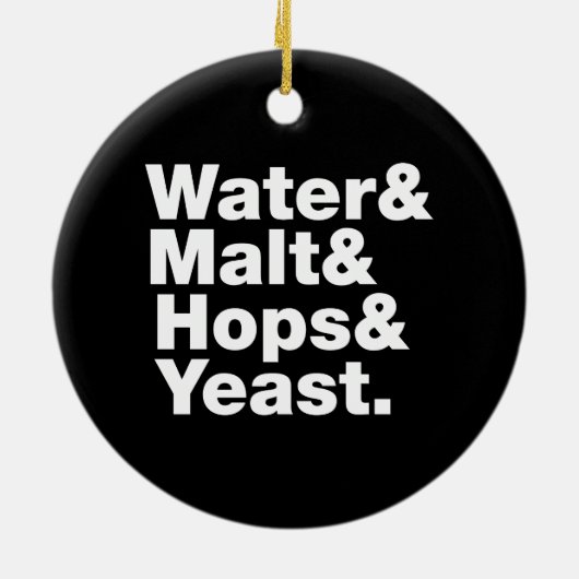 Bier = Water, mout, hop en gist. Keramisch Ornament (Achterkant)