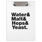 Bier = Water, mout, hop en gist. Klembord (Voorkant)