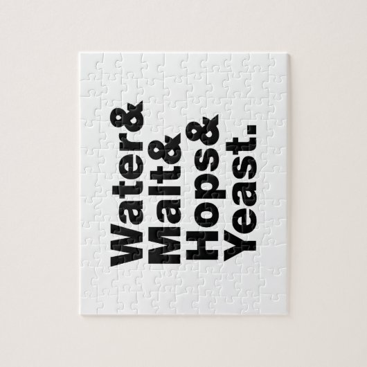 Bier = Water, mout, hop en gist. Legpuzzel (Verticaal)