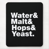 Bier = Water, mout, hop en gist. Muismat (Voorkant)