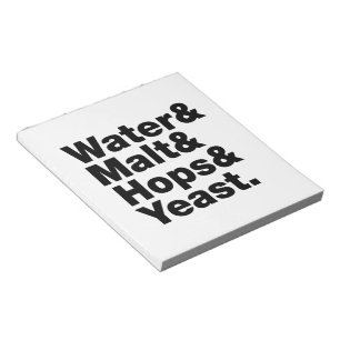 Bier = Water, mout, hop en gist. Notitieblok