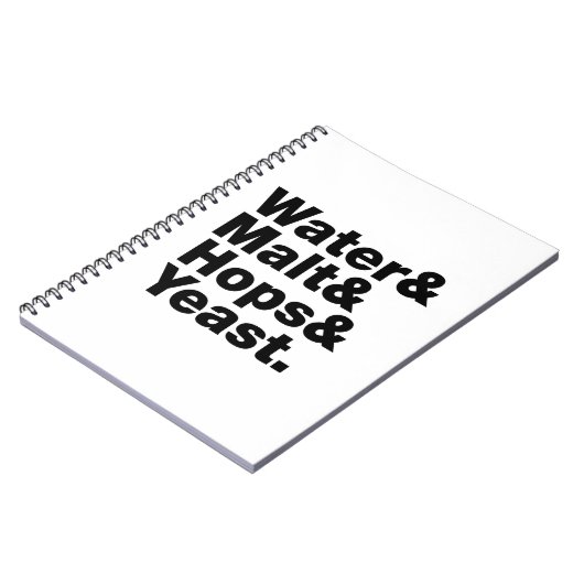 Bier = Water, mout, hop en gist. Notitieboek (Linkerzijde)