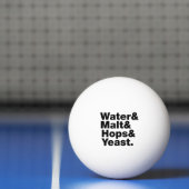 Bier = Water, mout, hop en gist. Pingpongballen (Net)