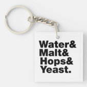 Bier = Water, mout, hop en gist. Sleutelhanger (Voorkant)