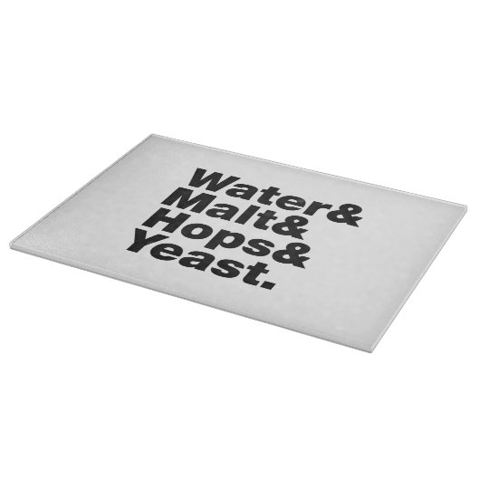 Bier = Water, mout, hop en gist. Snijplank (Hoek)
