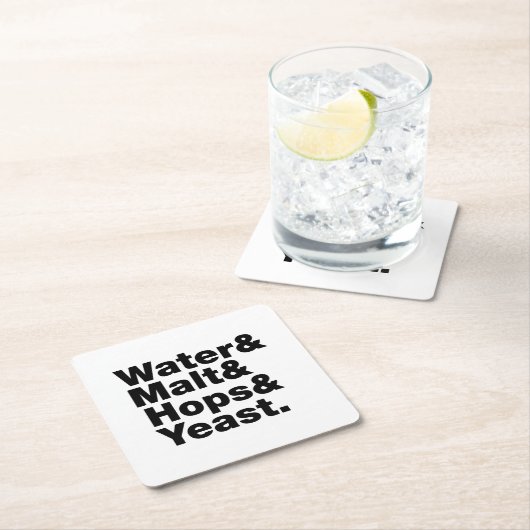 Bier = Water, mout, hop en gist. Vierkante Kartonnen Onderzetter (Insitu)