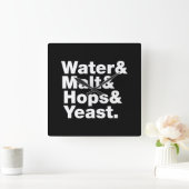 Bier = water & mout & hop & gist. vierkante klok (Huis)