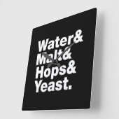 Bier = water & mout & hop & gist. vierkante klok (Hoek)