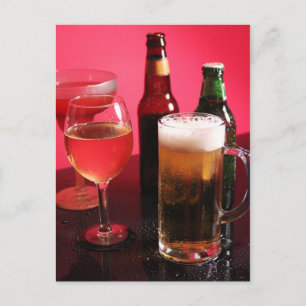 Bier, wijn en margarita briefkaart