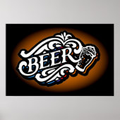 BIER - Wit op Bruin Poster (Voorkant)